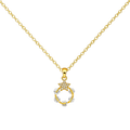 Colgante Estrella Y Aro Dorado 14K con Circonitas