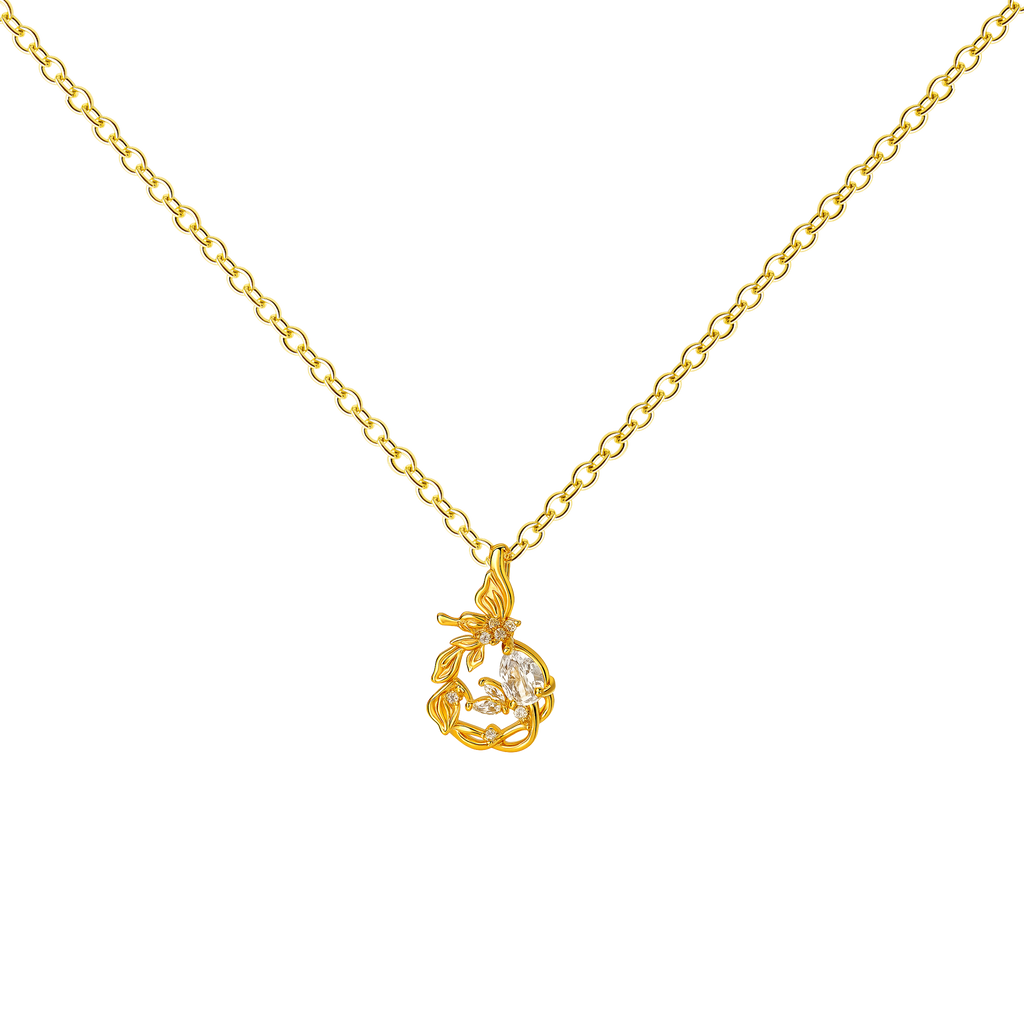 Colgante Floral con Cristal Brillante