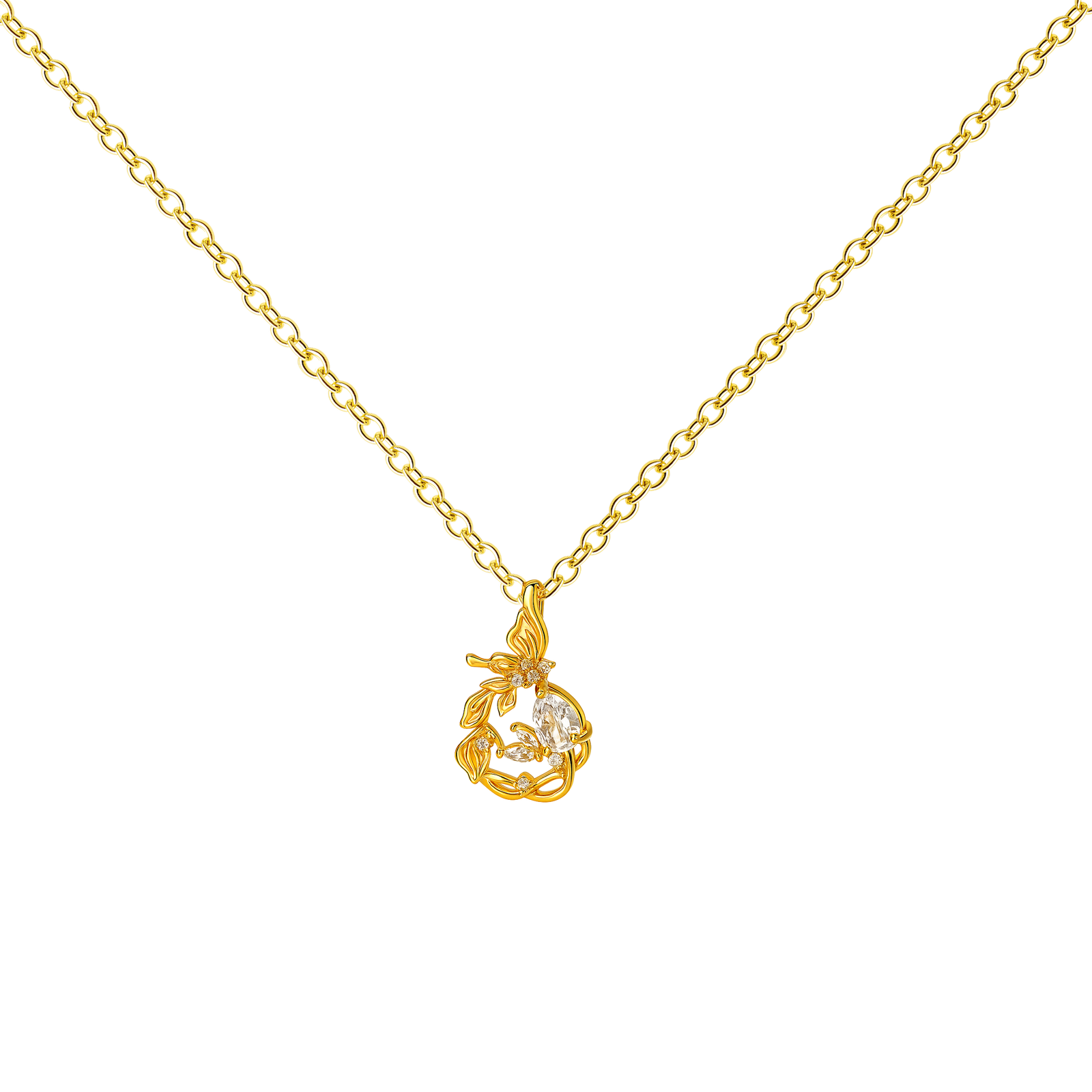 Colgante Floral con Cristal Brillante
