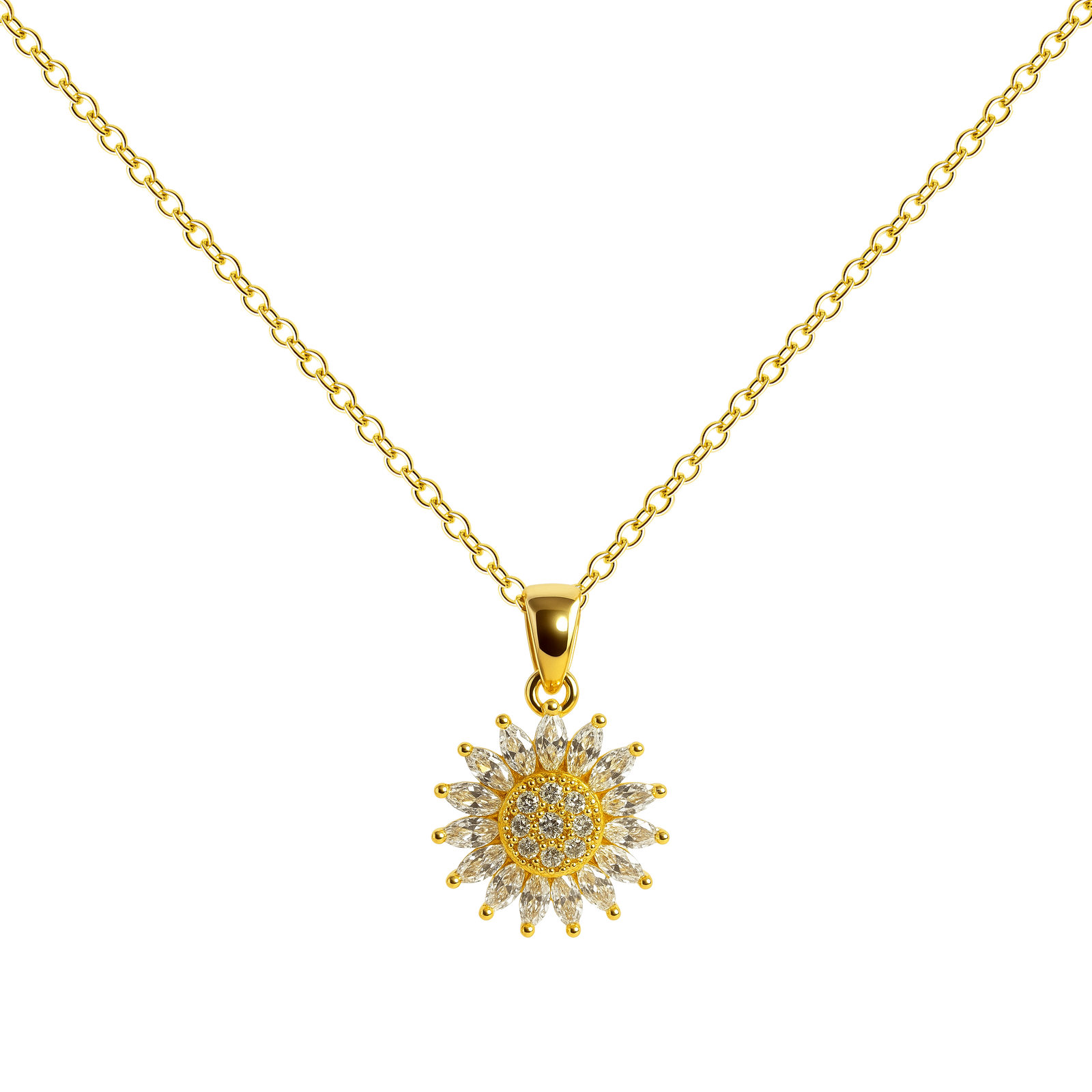 Collar Eguzkilore Dorado con Circonitas