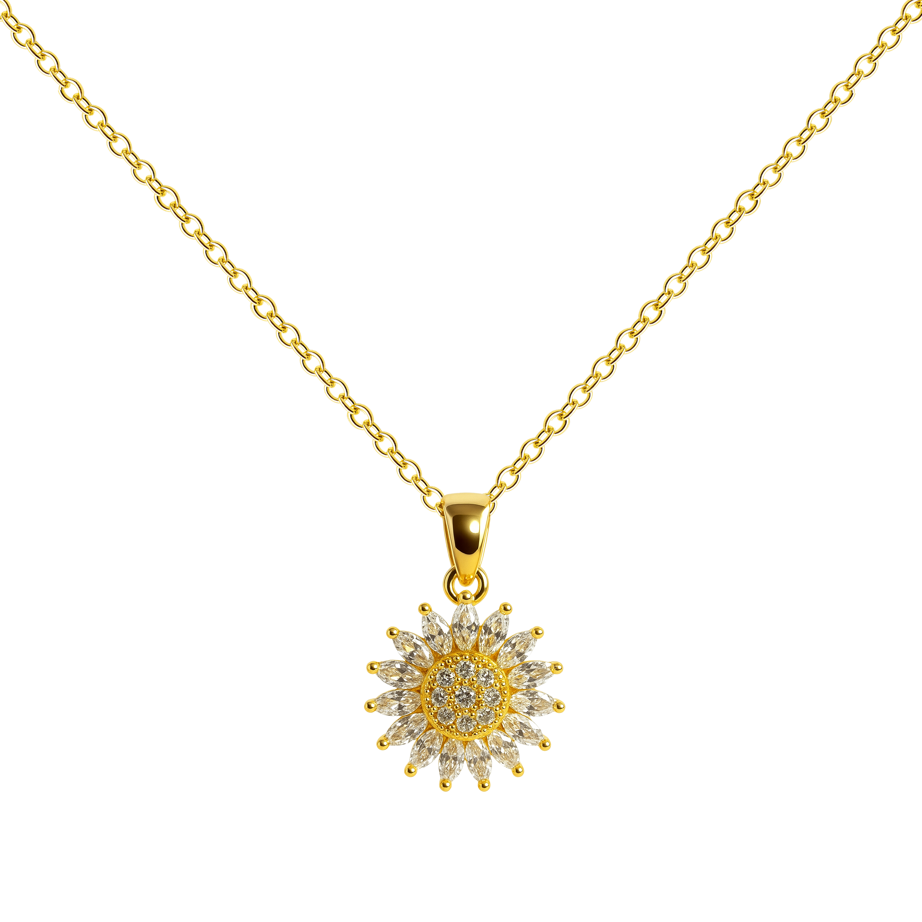 Collar Eguzkilore Dorado con Circonitas