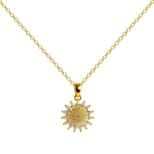 Collar Eguzkilore Dorado con Circonitas