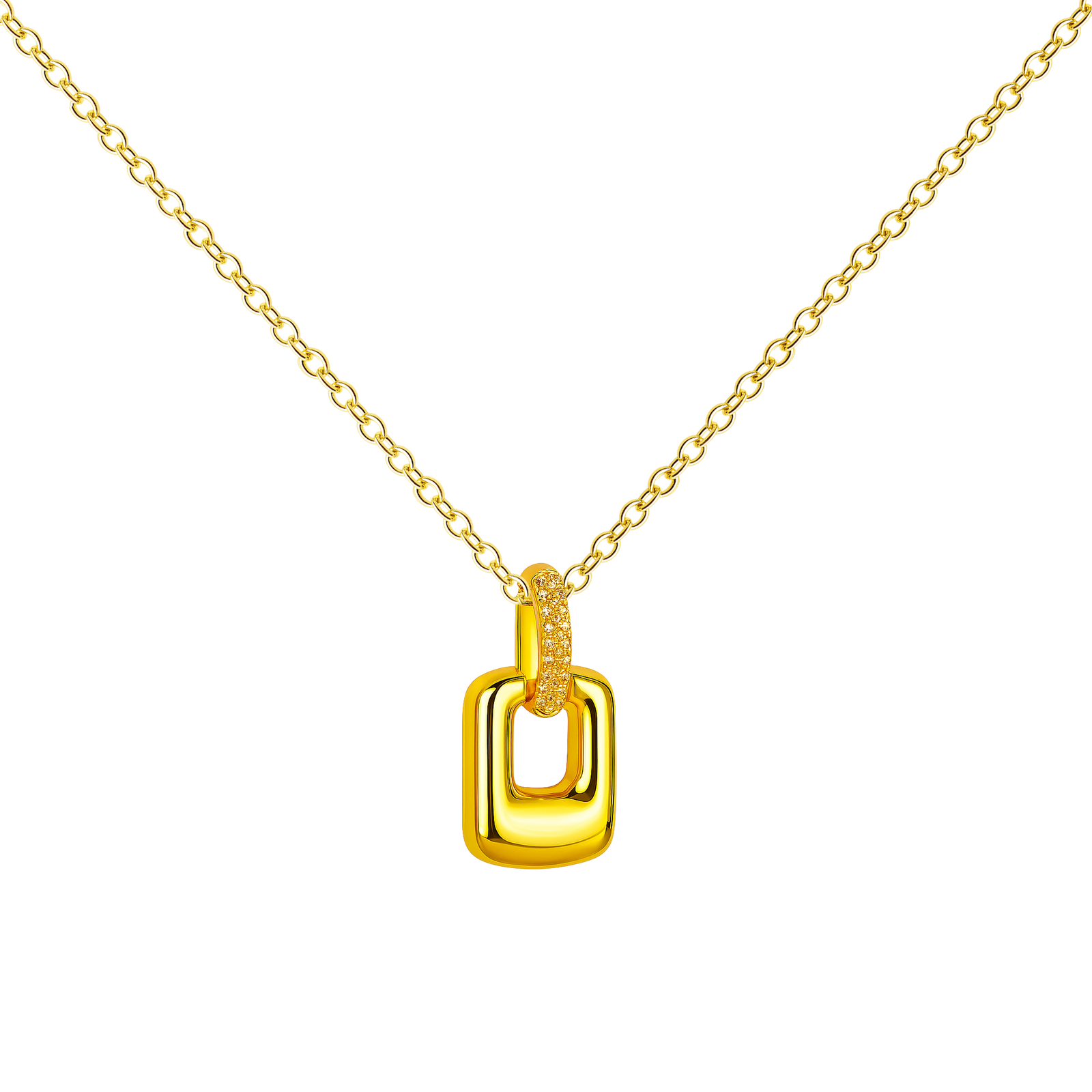 Colgante Eslabón Rectangular Dorado