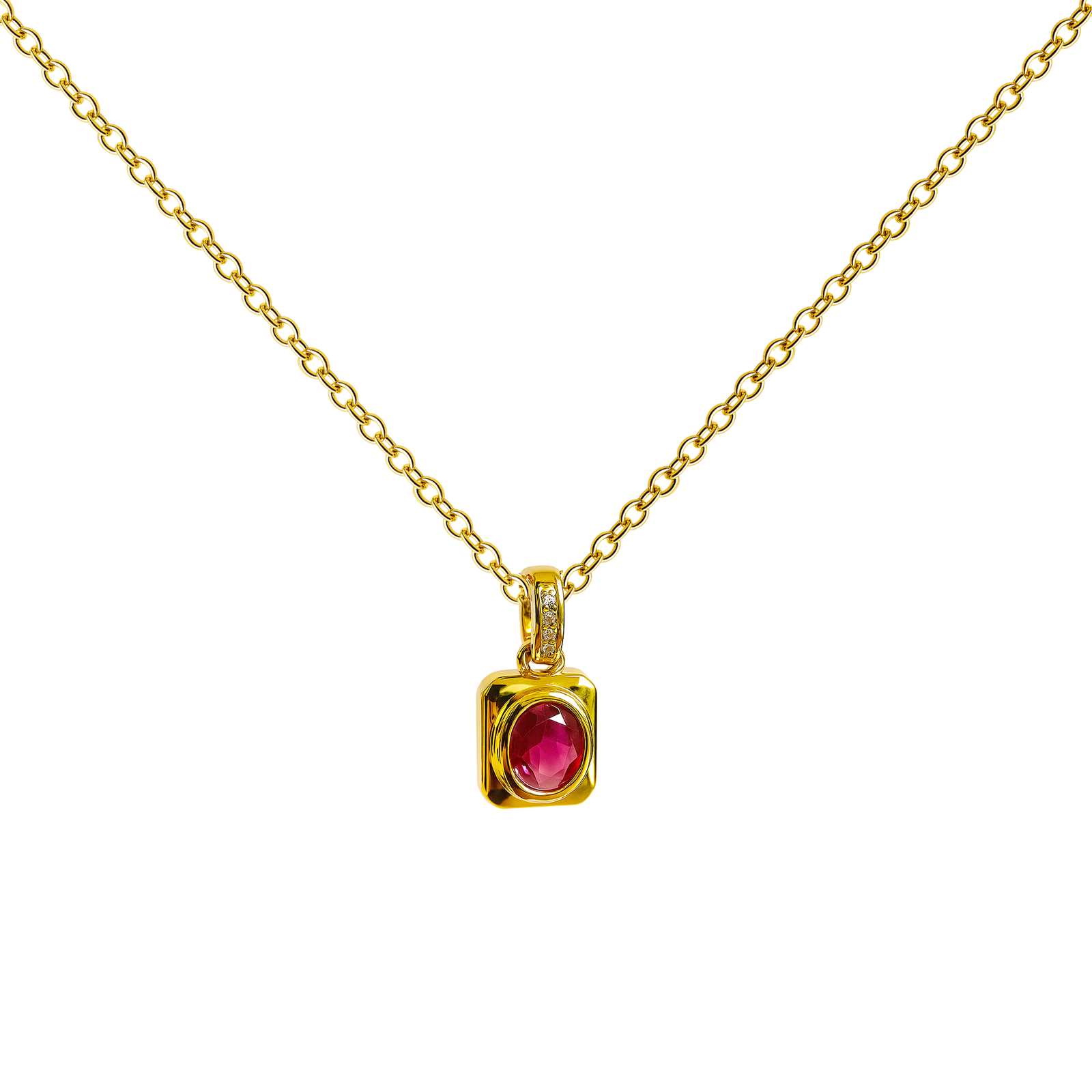 Colgante Piedra Rosa Rectangular