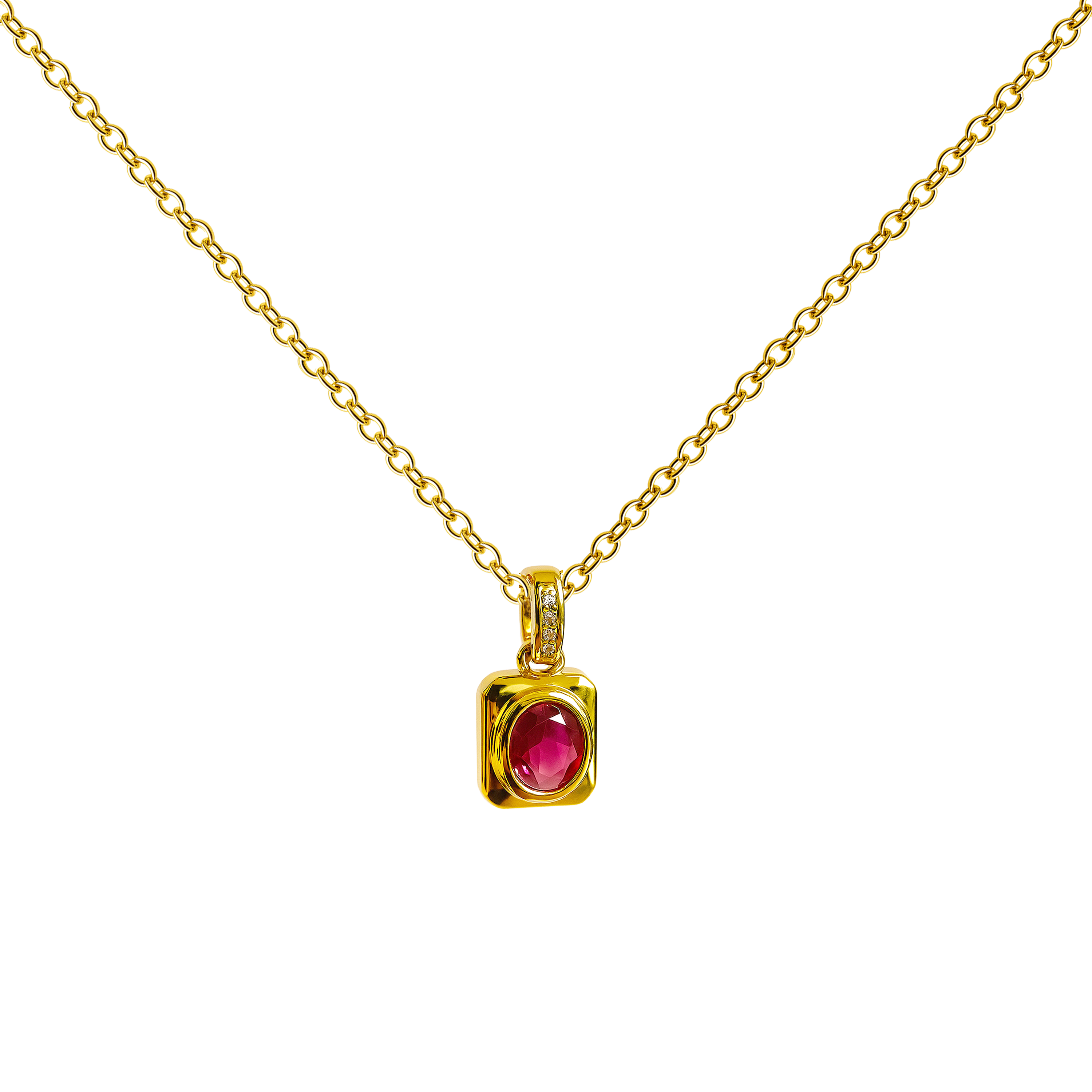 Colgante Piedra Rosa Rectangular