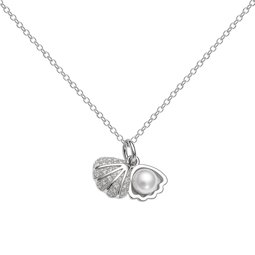 Colgante Plateado Corazón con Hoja