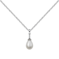 Colgante Plateado Perla en Forma de Gota
