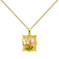 Colgante Flor Blanca en Marco Dorado