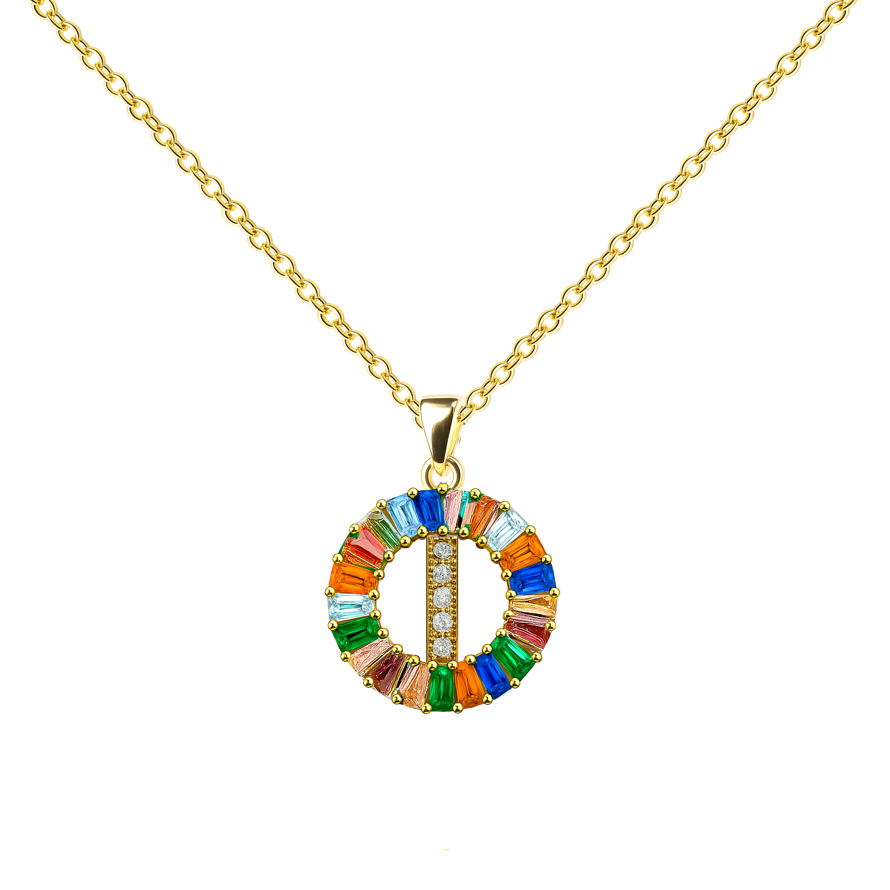 Collar Letra Inicial con Circonitas y Baño de Oro 14K