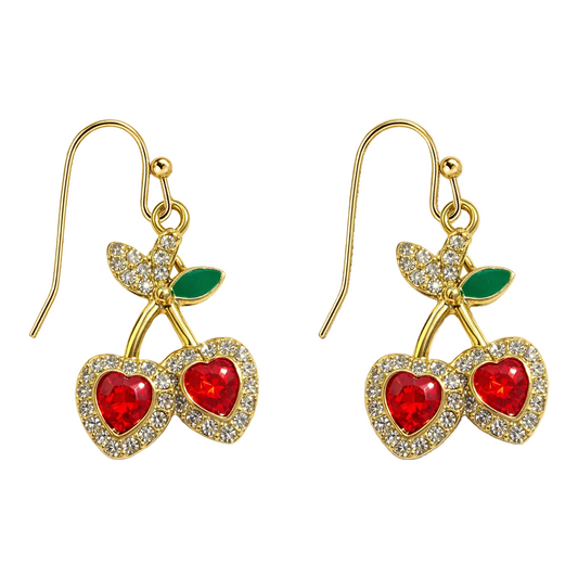 Pendientes de Frutas Fresas con Circonitas