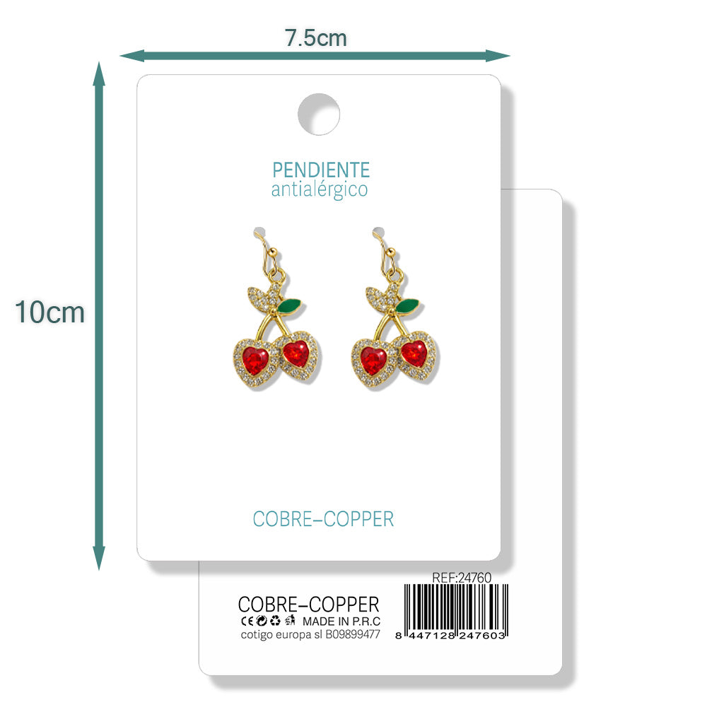 Pendientes de Frutas Fresas con Circonitas cotigo