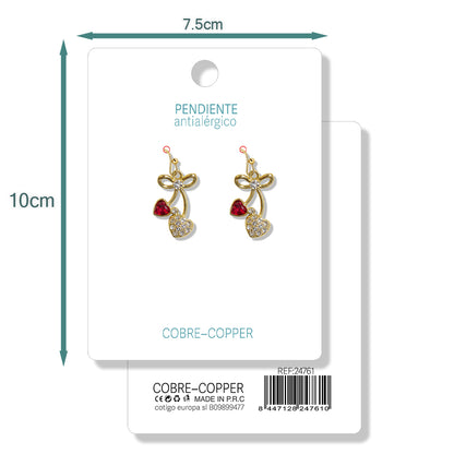 Pendientes de Frutas Fresas con Circonitas