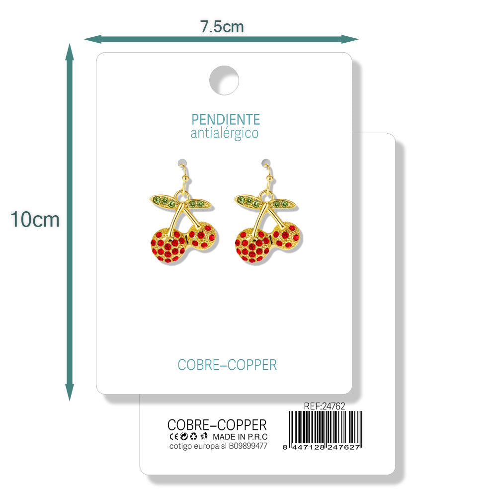 Pendientes de Frutas Cerezas con Circonitas cotigo