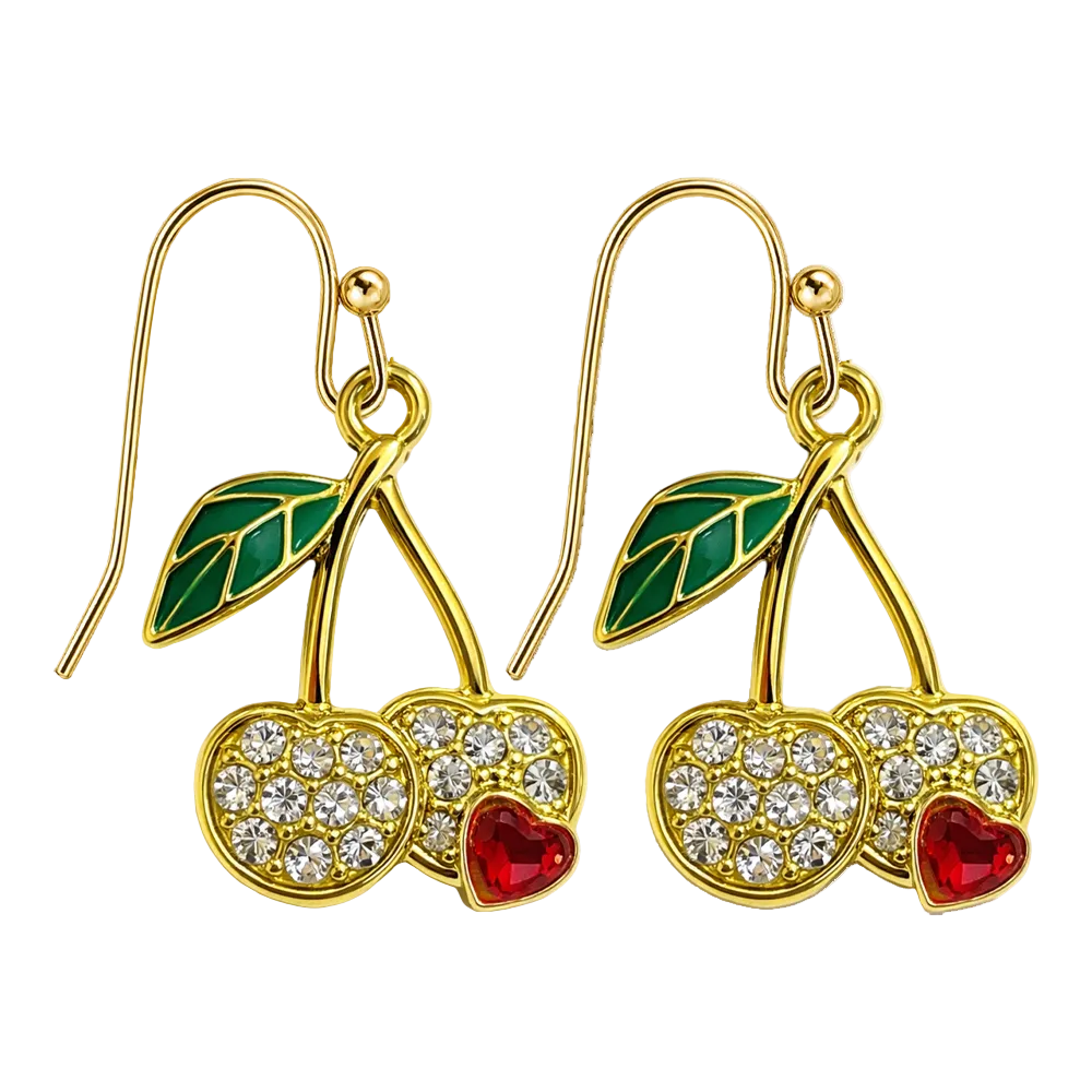 Pendientes de Frutas Cerezas con Circonitas