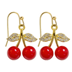 Pendientes de Frutas Cerezas con Circonitas cotigo