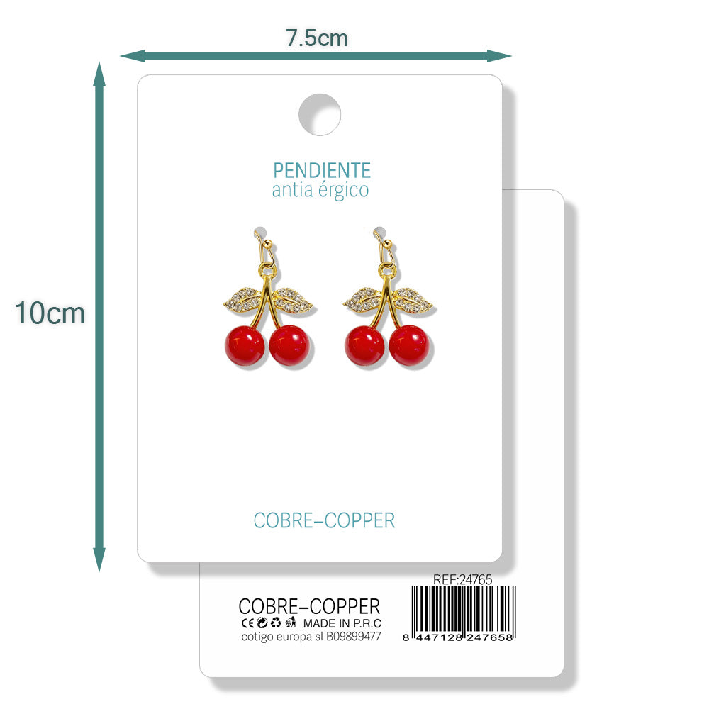 Pendientes de Frutas Cerezas con Circonitas cotigo