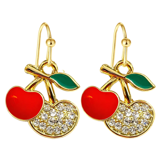 Pendientes de Frutas Cerezas con Circonitas