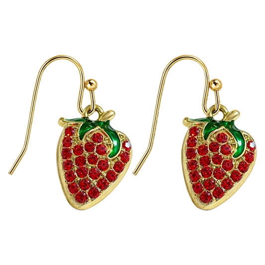 Pendientes de Frutas Fresas con Circonitas