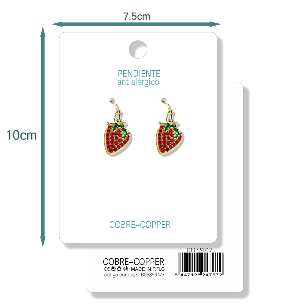 Pendientes de Frutas Fresas con Circonitas cotigo