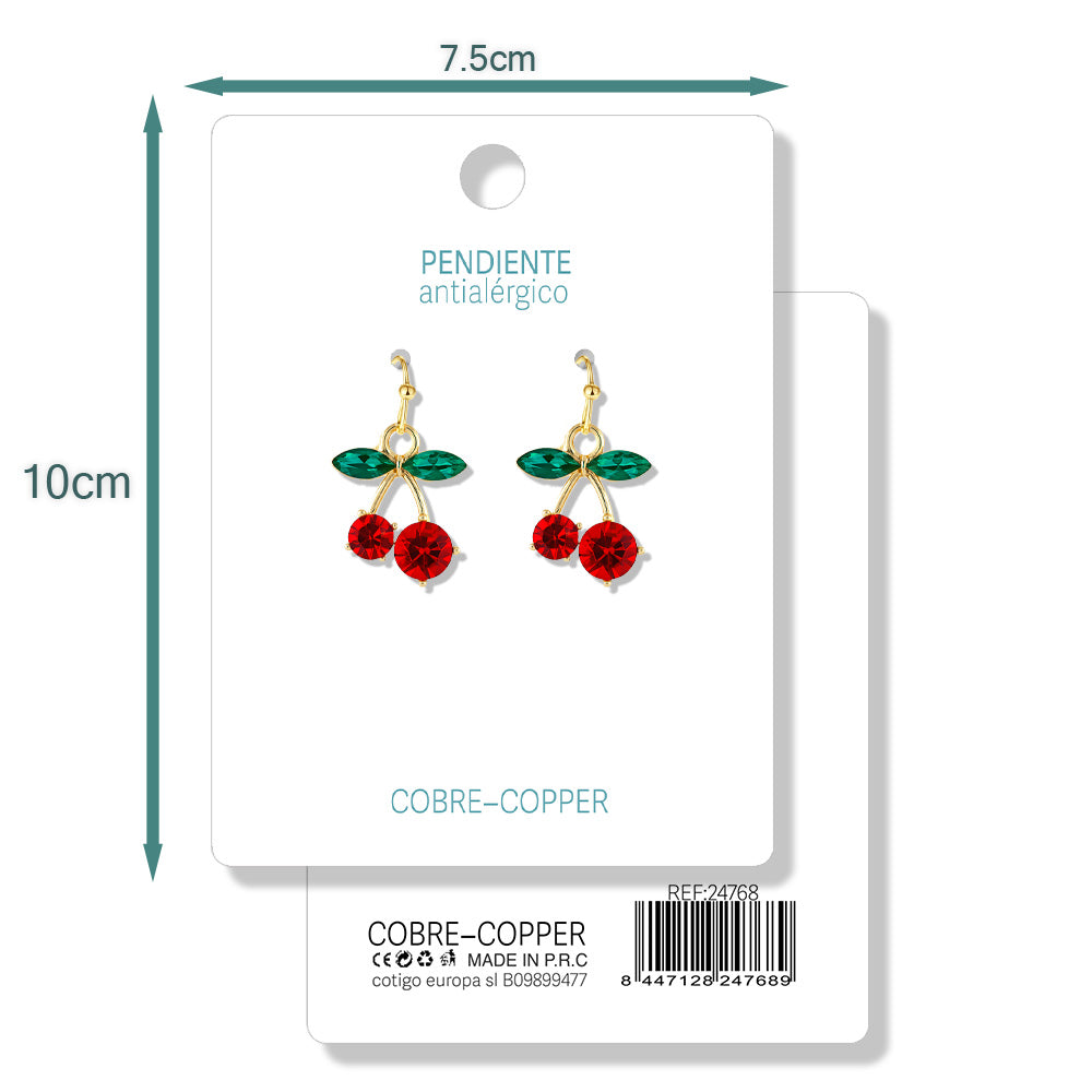 Pendientes de Frutas Cerezas con Circonitas cotigo