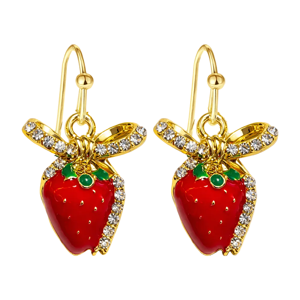 Pendientes de Frutas Fresas con Circonitas cotigo