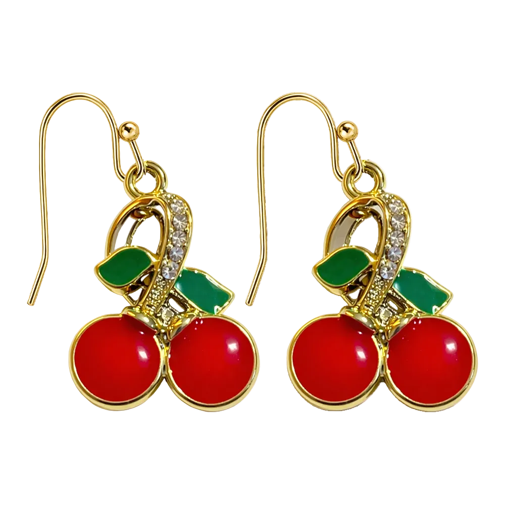 Pendientes de Frutas Cerezas con Circonitas cotigo