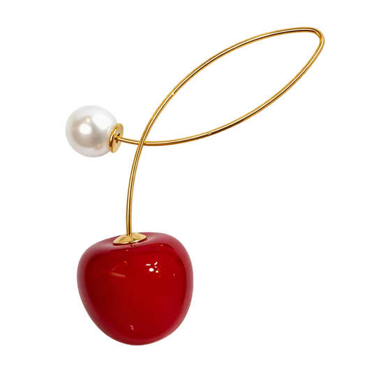 Pendientes Con Frutas Cerezas y Perla