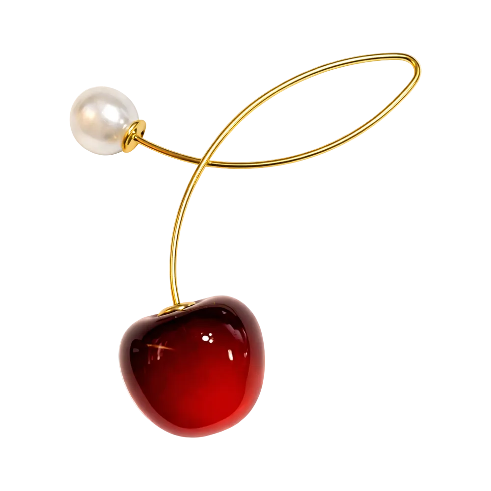 Pendientes Con Frutas Cerezas y Perla cotigo