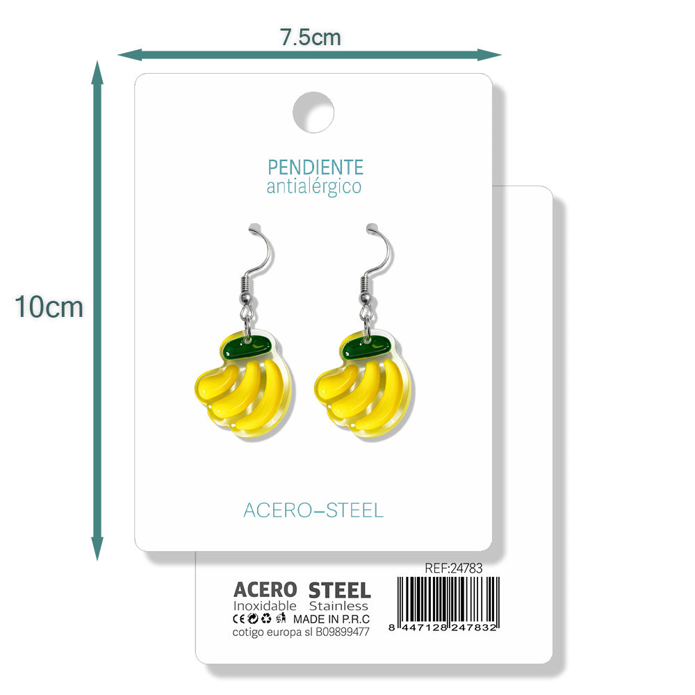 Pendientes de Frutas Bananas cotigo