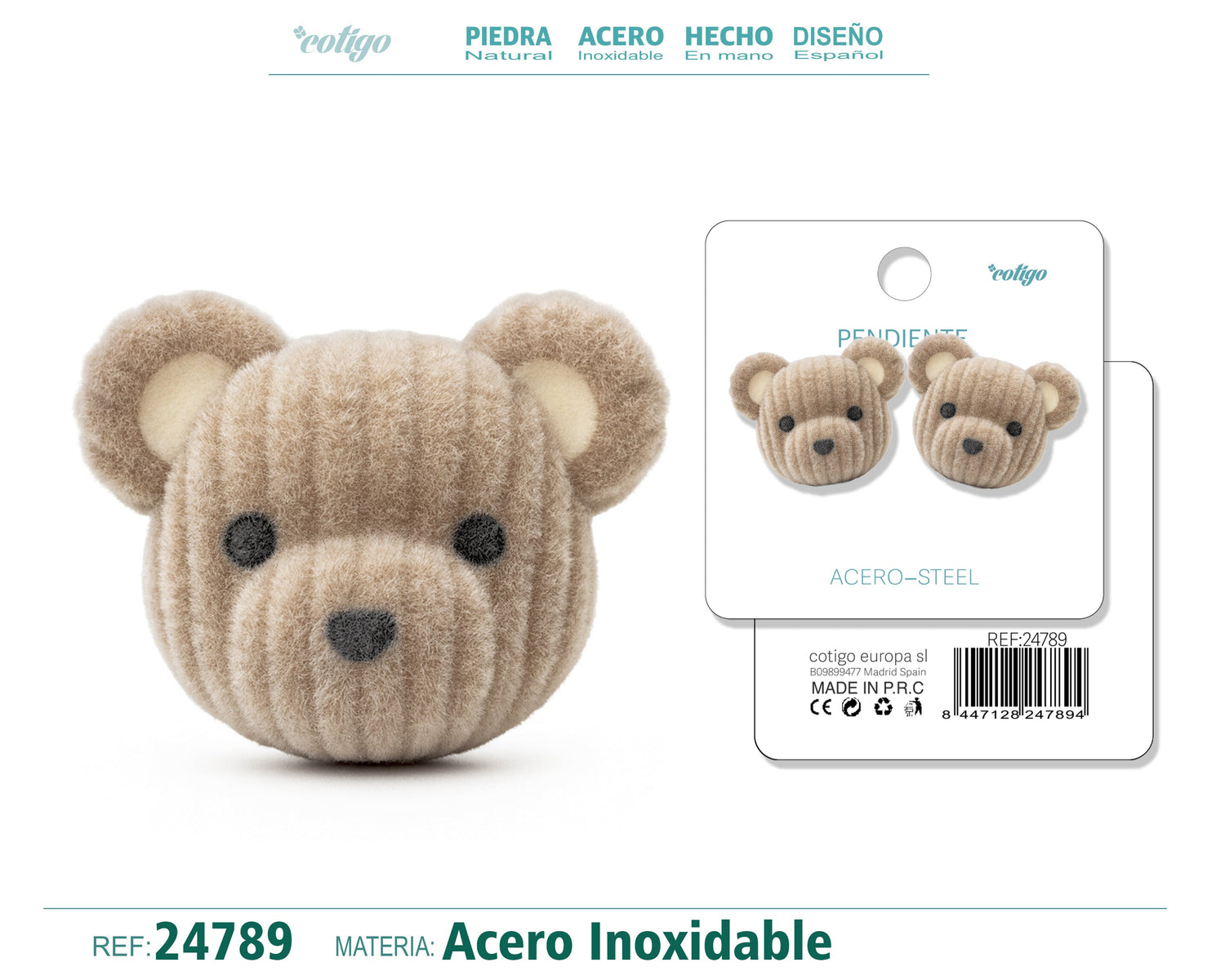 Pendiente de terciopelo con accesorio de acero inoxidable - cotigo