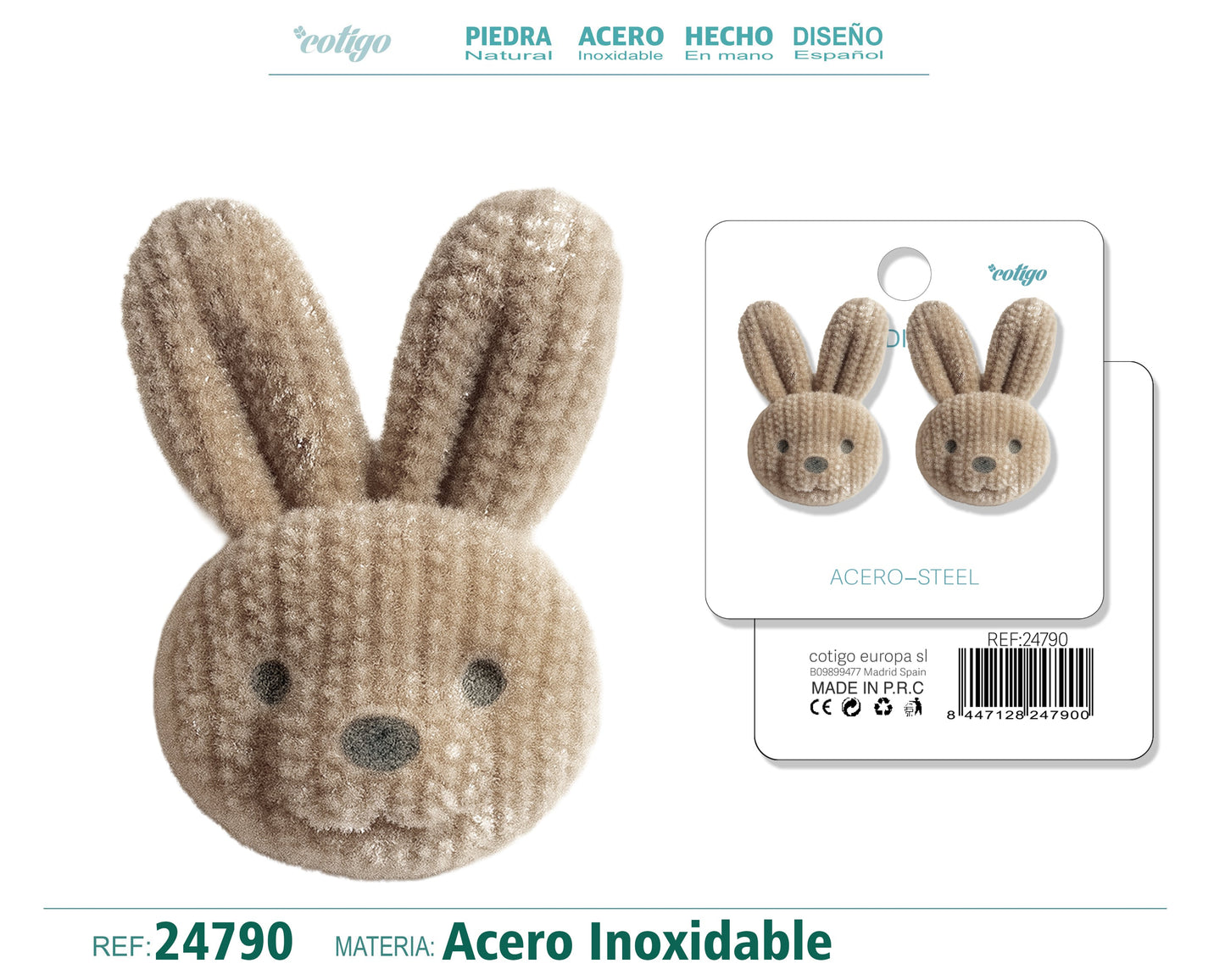 Pendiente de terciopelo con accesorio de acero inoxidable