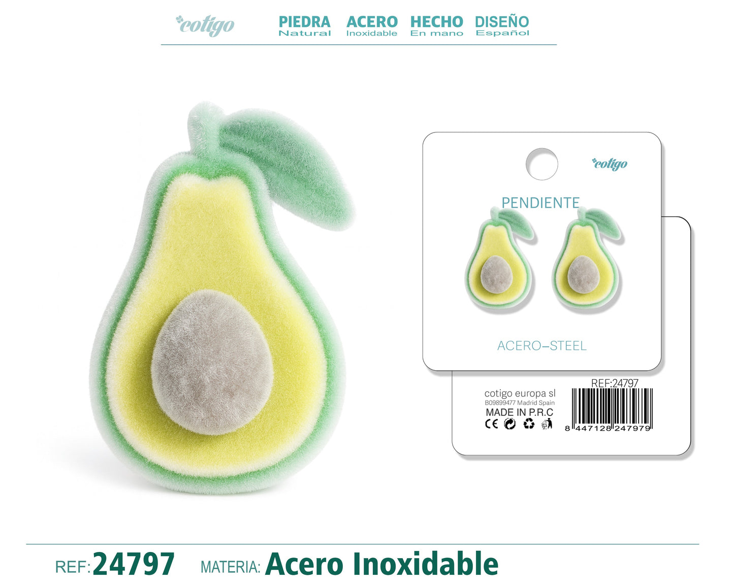 Pendiente de terciopelo con accesorio de acero inoxidable