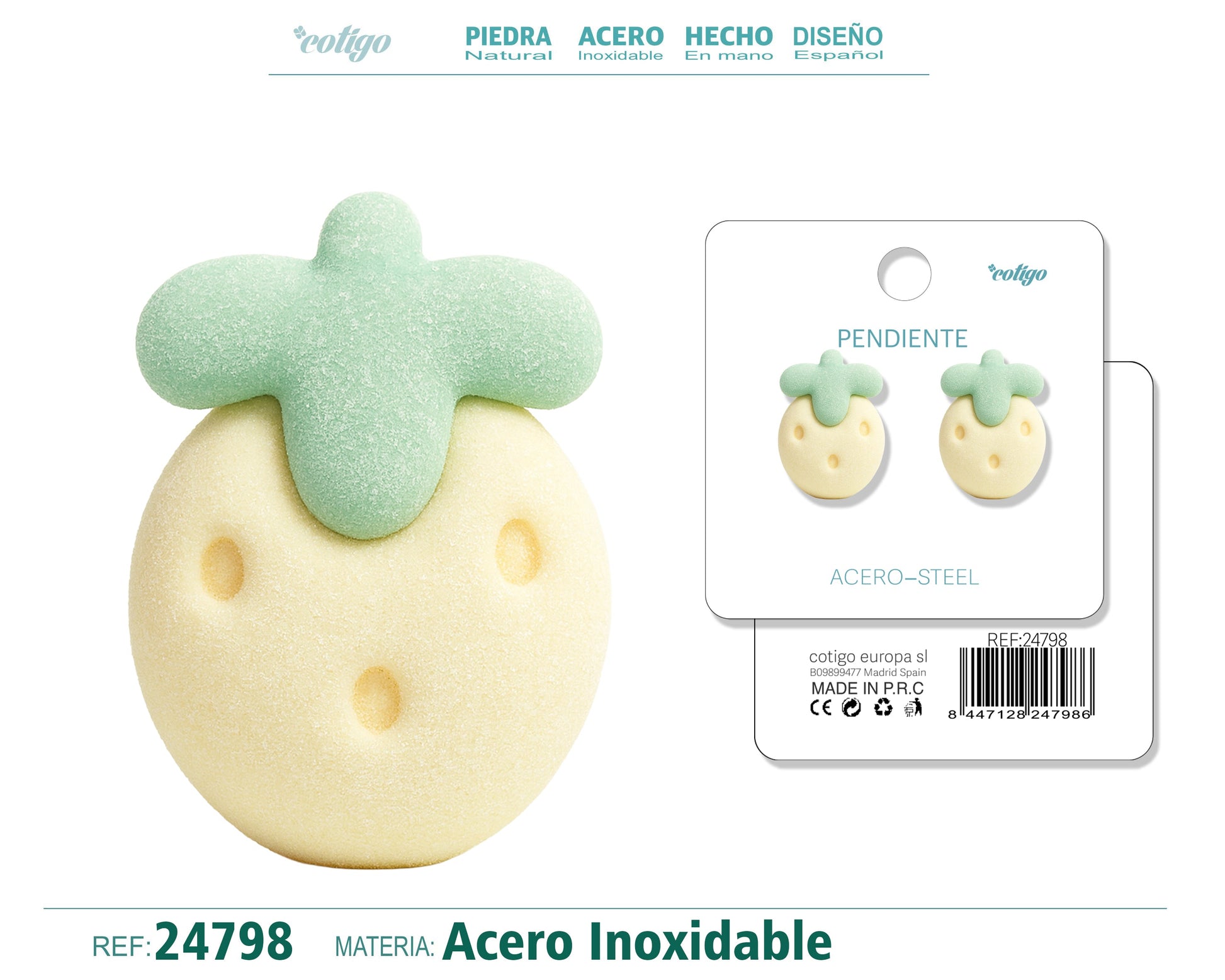 Pendiente de terciopelo con accesorio de acero inoxidable - cotigo