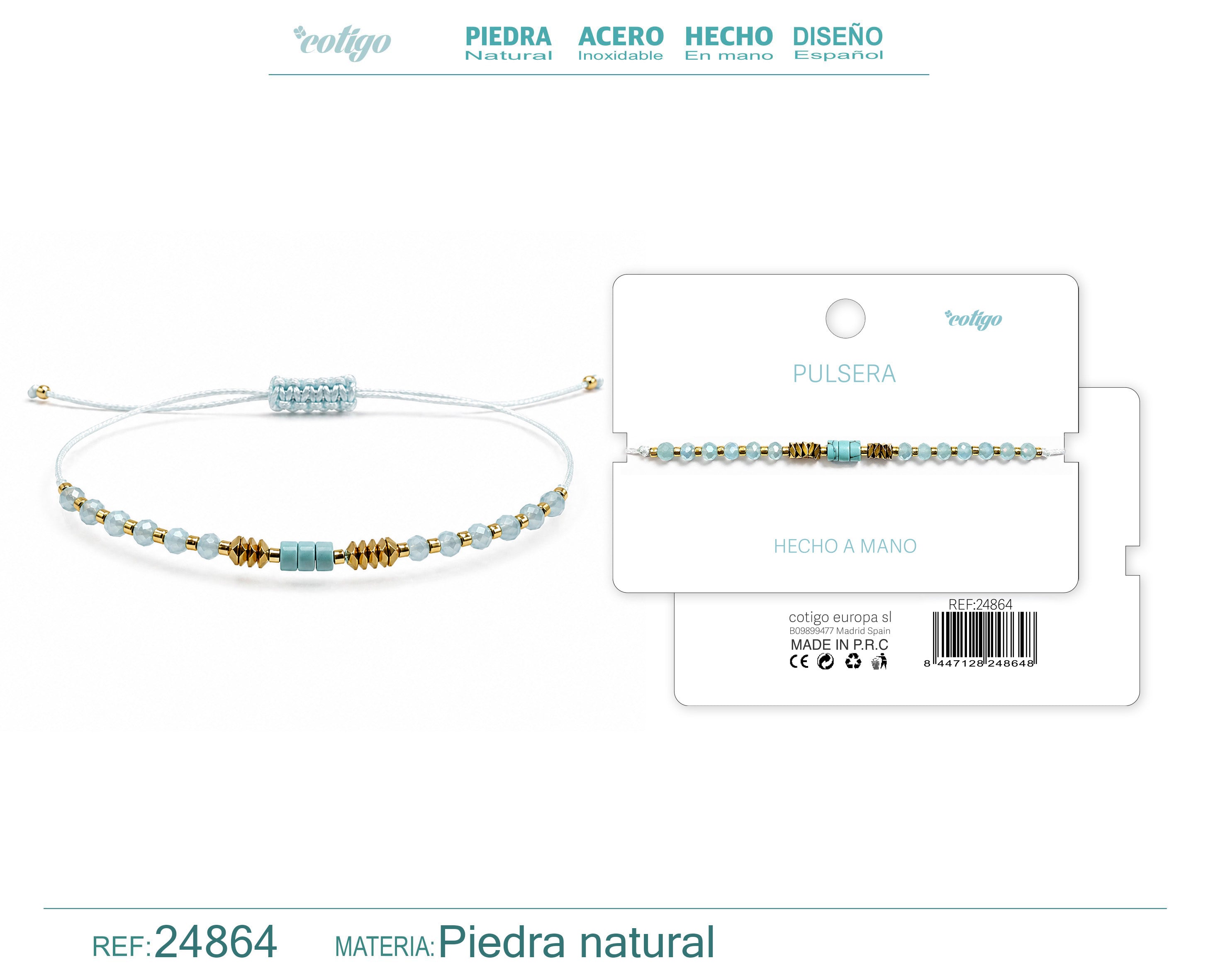 Pulsera de Piedras Naturales con Cuenta Tubular – vista principal del diseño piedras naturales con cuenta tubular