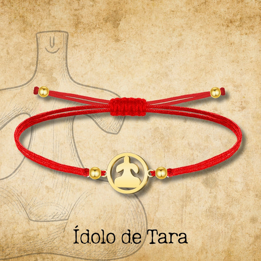 Pulsera Hilo Con Idolo de Tarra Acero Dorado