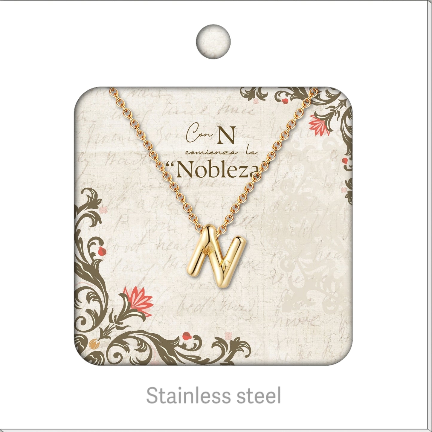 Collar Letra Inicial Acero Inoxidable con Tarjeta diseñado y Caja de Regalo, Regalo para Cumpleaños, Navidad, Día de Madera, San Valentín