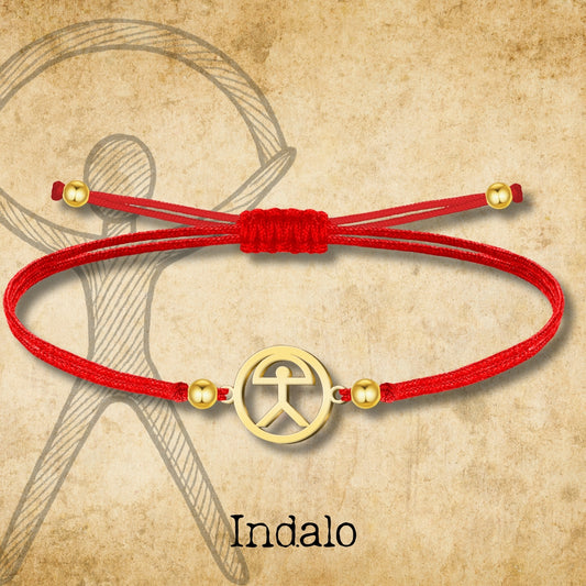 Pulsera Hilo encerado Con Indalo Acero Dorado