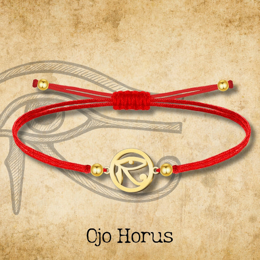 Pulsera Ojo de Horus Dorado de Hilo En.Rojo