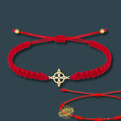 Pulsera Hilo Destino Roja Hecho a Mano 🧵 con Amuleto de Suerte y Protección 🍀 en Acero Inoxidable 💎 ¡Incluye Pulsera 7 Nudos de Regalo! 🎁