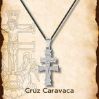 Collar Cruz de Caravaca con Cristo en Acero y Cordón - cotigo