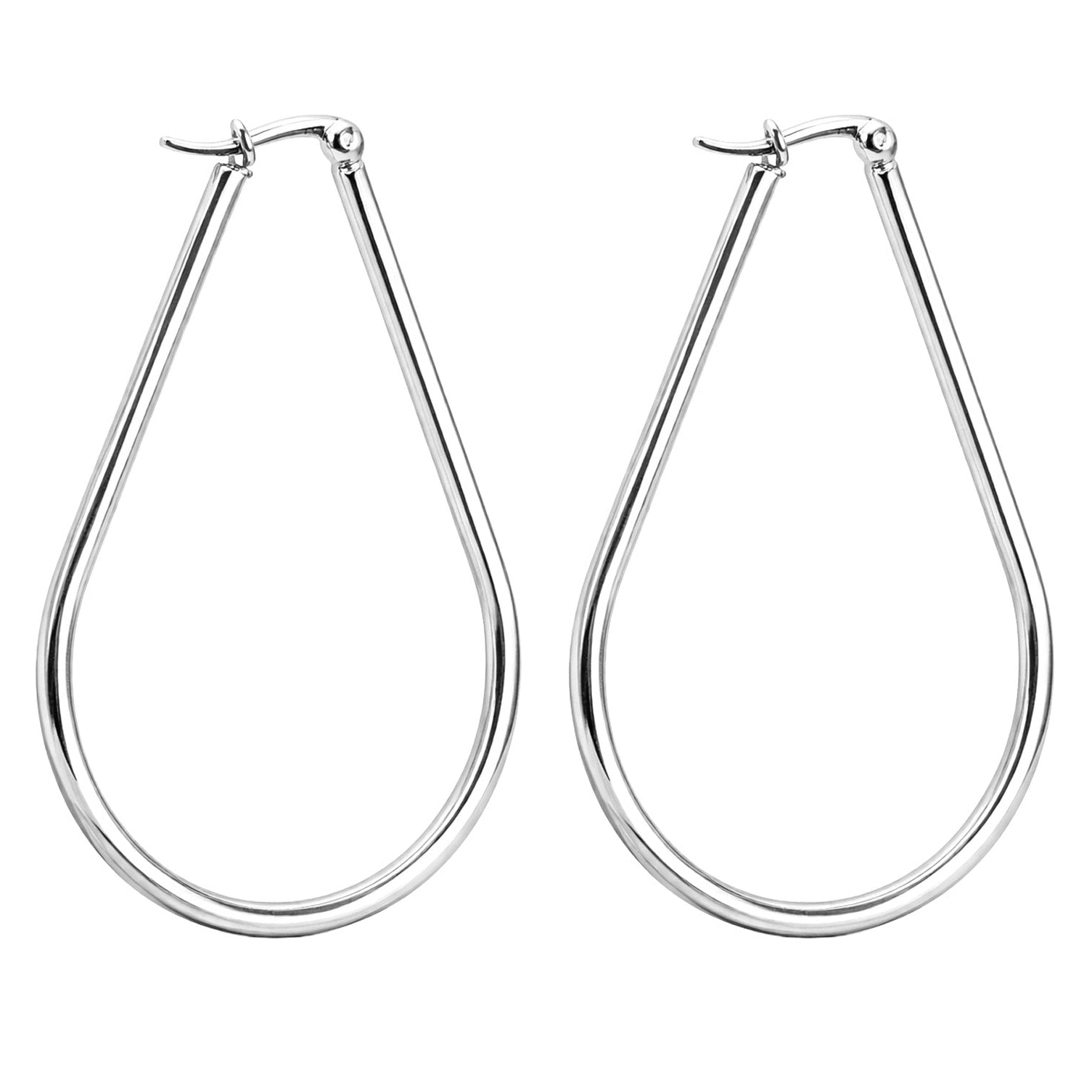 Aros gota de acero inoxidable, plateado, 60mm
