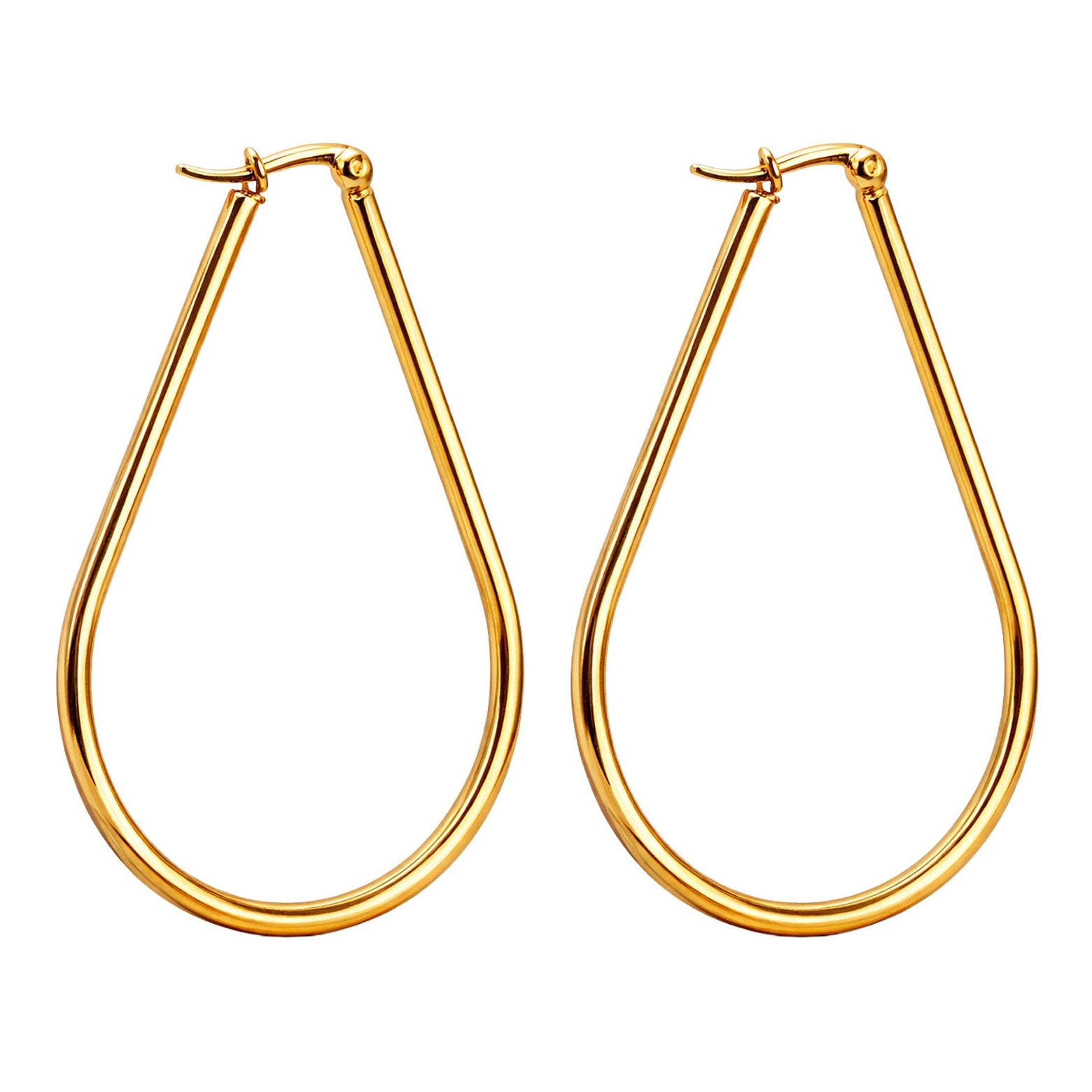 Aros gota de acero inoxidable, dorado, 60mm