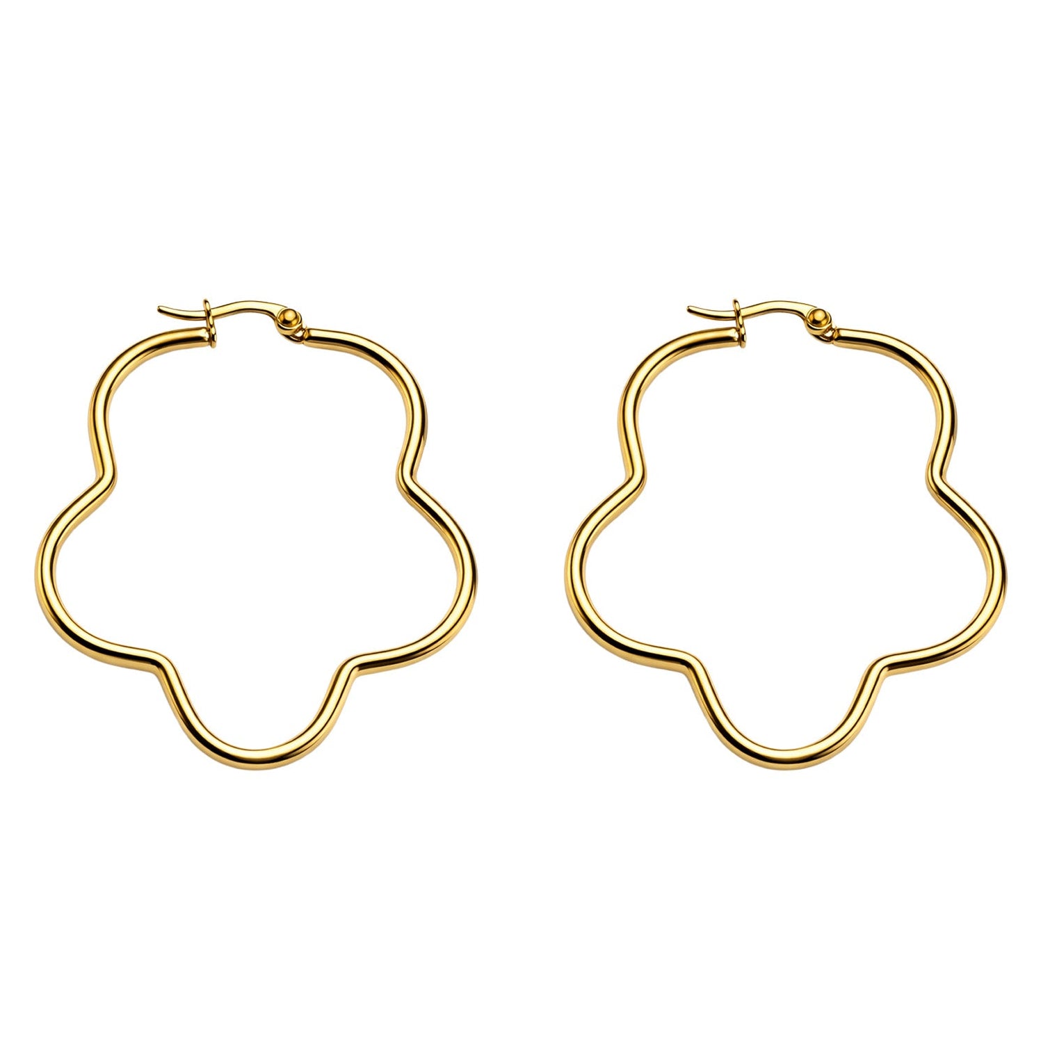 Aros flor de acero inoxidable, dorado, 40mm