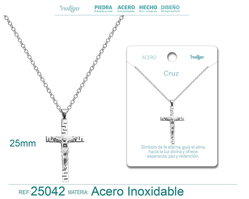 Collar Cruz con Jesús Crucificado en Acero Inoxidable cotigo