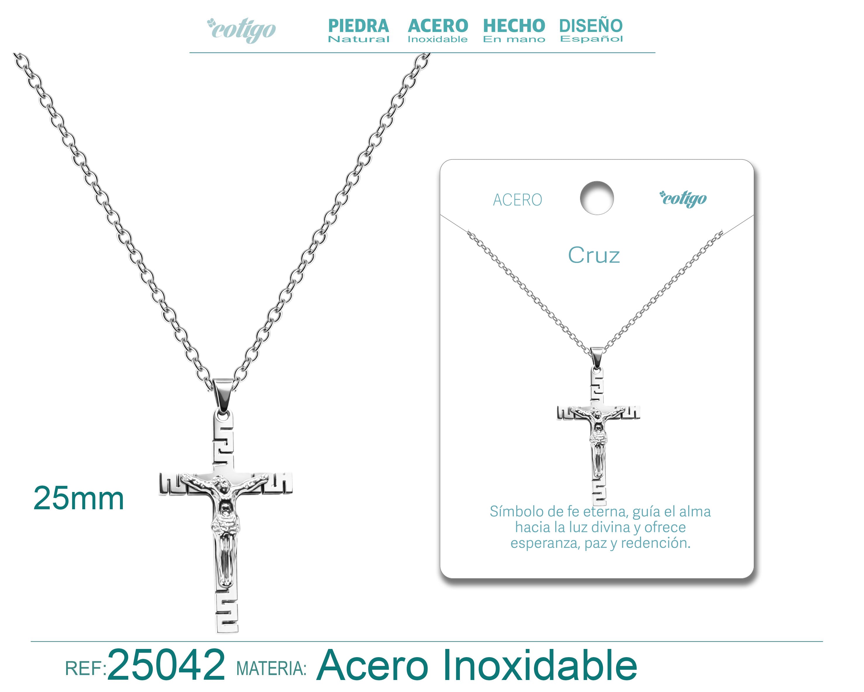 Collar Cruz con Jesús Crucificado en Acero Inoxidable cotigo
