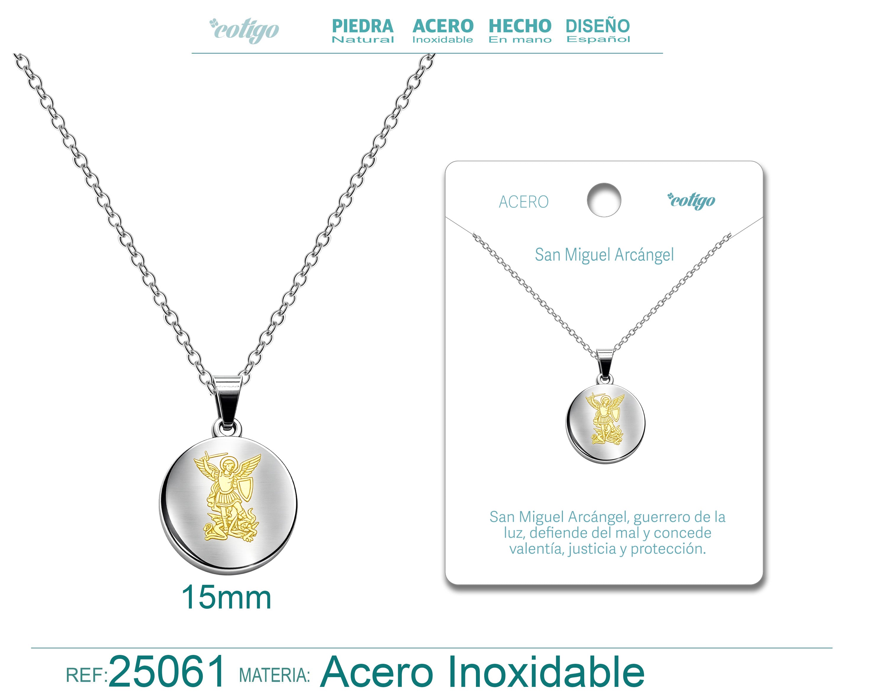 Collar con Medalla de San Miguel Arcángel Plateada y Relieve Dorado cotigo