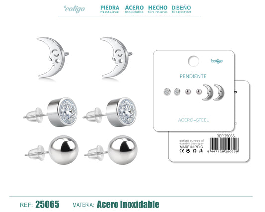 Pendiente Acero Inoxidable 3 pares