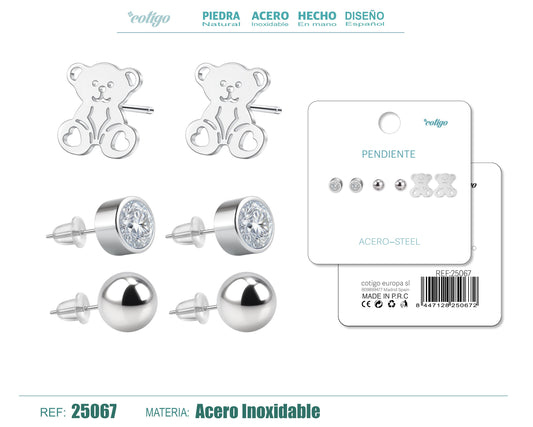 Pendiente Acero Inoxidable 3 pares