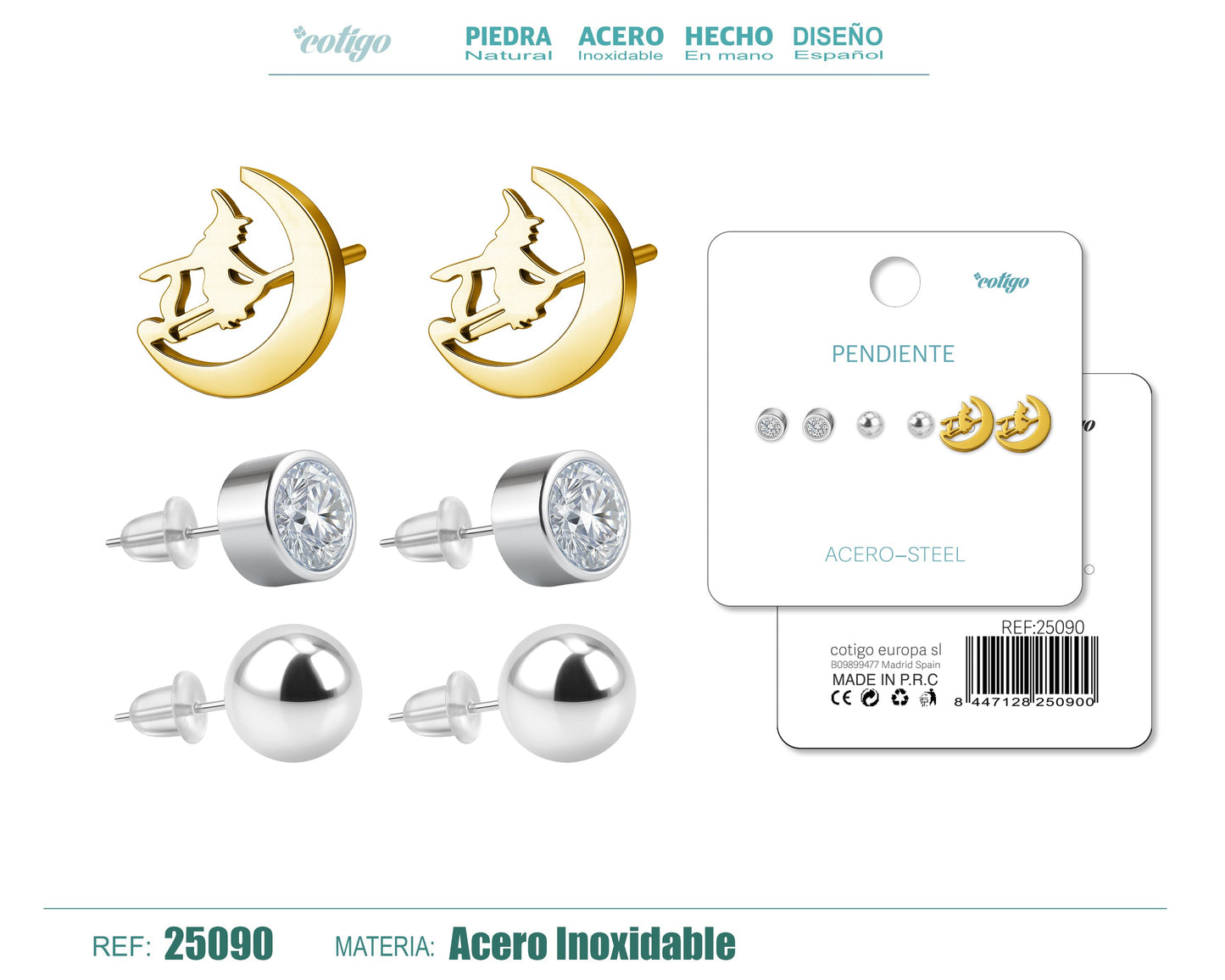 Pendiente Acero Inoxidable 3 pares