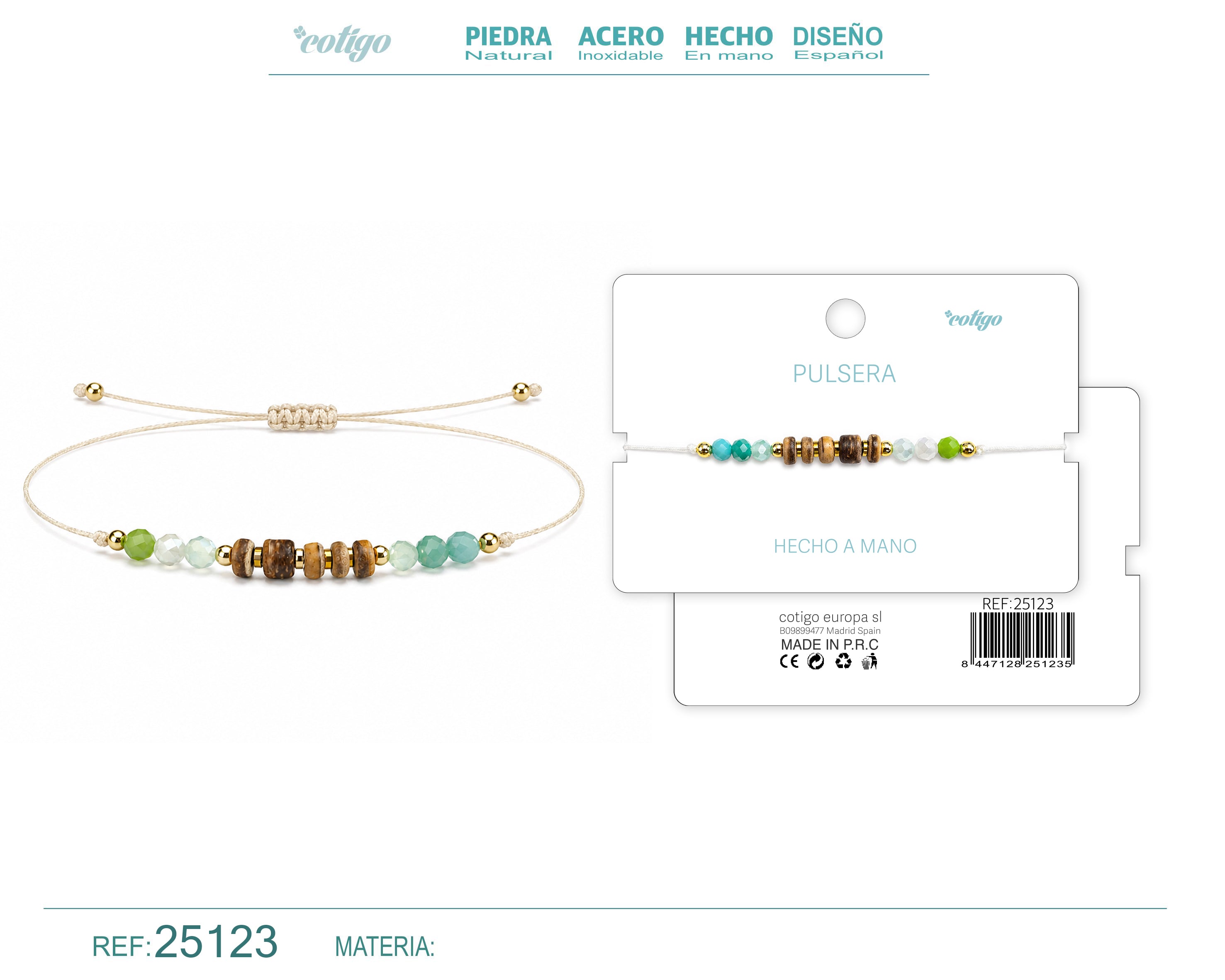 Pulsera de Piedras Naturales con Cuentas de Madera – vista principal del diseño piedras naturales con cuentas de madera